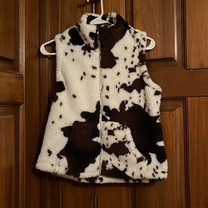 Cowprint furry vest
